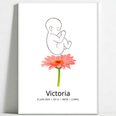 Klassisk fødselsplakat med blomst