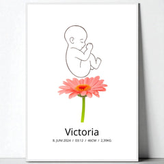 Klassisk fødselsplakat med blomst