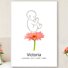 Klassisk fødselsplakat med blomst