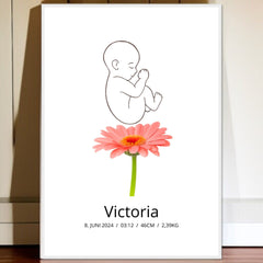 Klassisk fødselsplakat med blomst