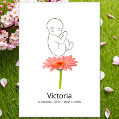 Klassisk fødselsplakat med blomst