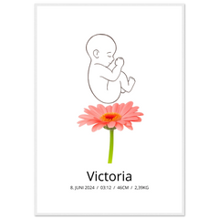 Klassisk fødselsplakat med blomst