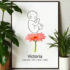 Klassisk fødselsplakat med blomst