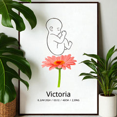 Klassisk fødselsplakat med blomst