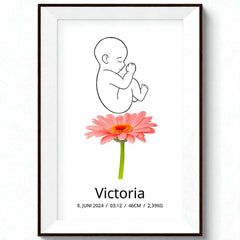 Klassisk fødselsplakat med blomst