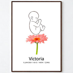 Klassisk fødselsplakat med blomst